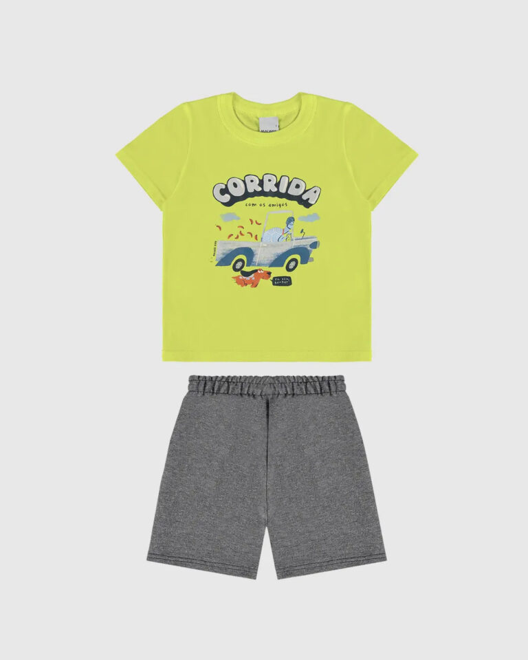 Conj Infantil Menino Camiseta Corrida Com Os Amigo