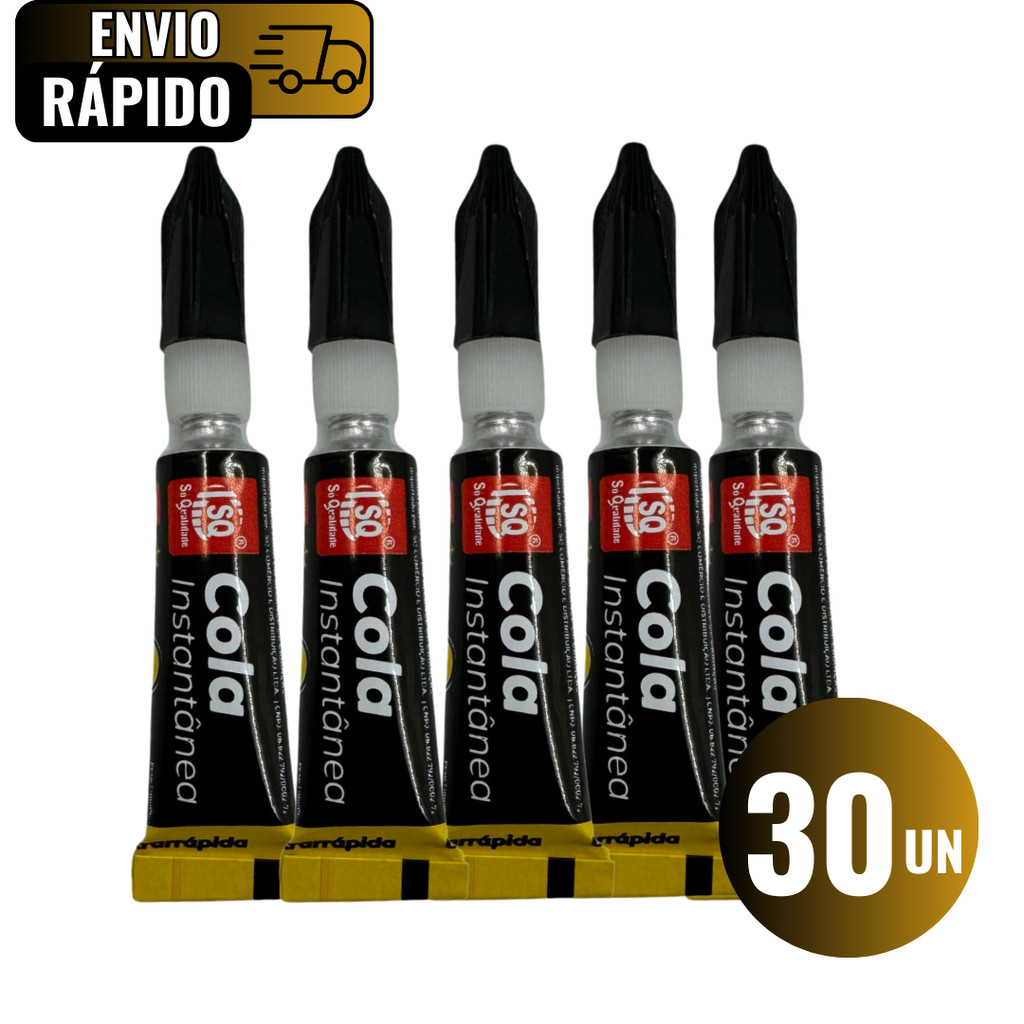 Conjunto 30 Unidades Cola Instantânea Ultrarrápida Para Metais Plásticos Couro Madeira Borrachas