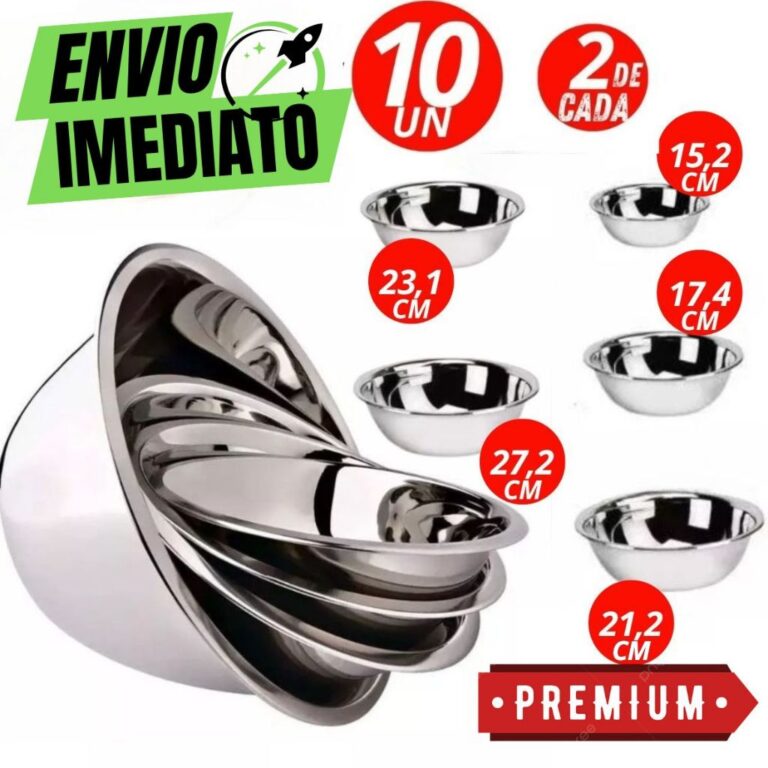 Kit Com 10 Tigelas Bowls Tipo Saladeira 27, 23, 21