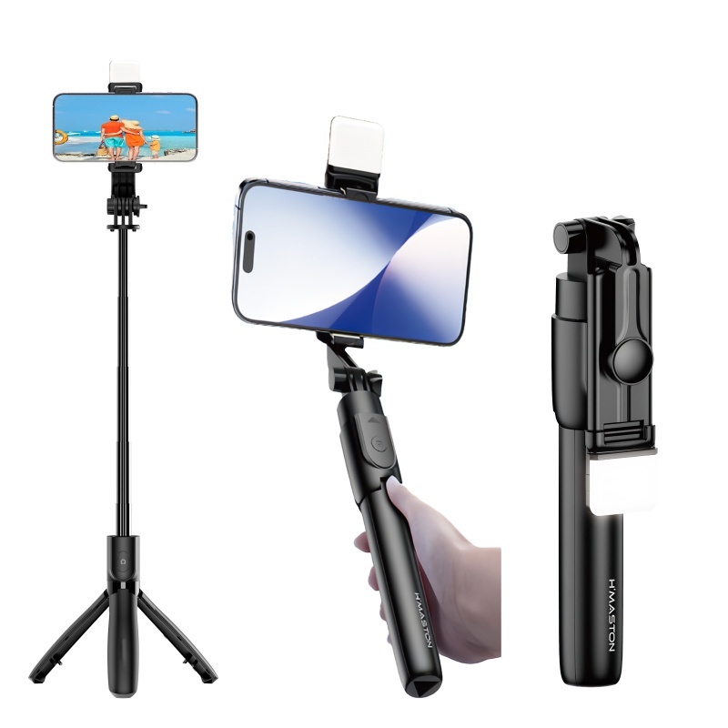 Bastão de Selfie Profissional com Luz de Transmissão Ao Vivo, Bluetooth, Controle Remoto e Tripé de