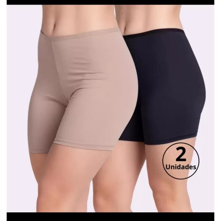 Kit 2 Short Segunda pele Meia Perna Liso Conforto 