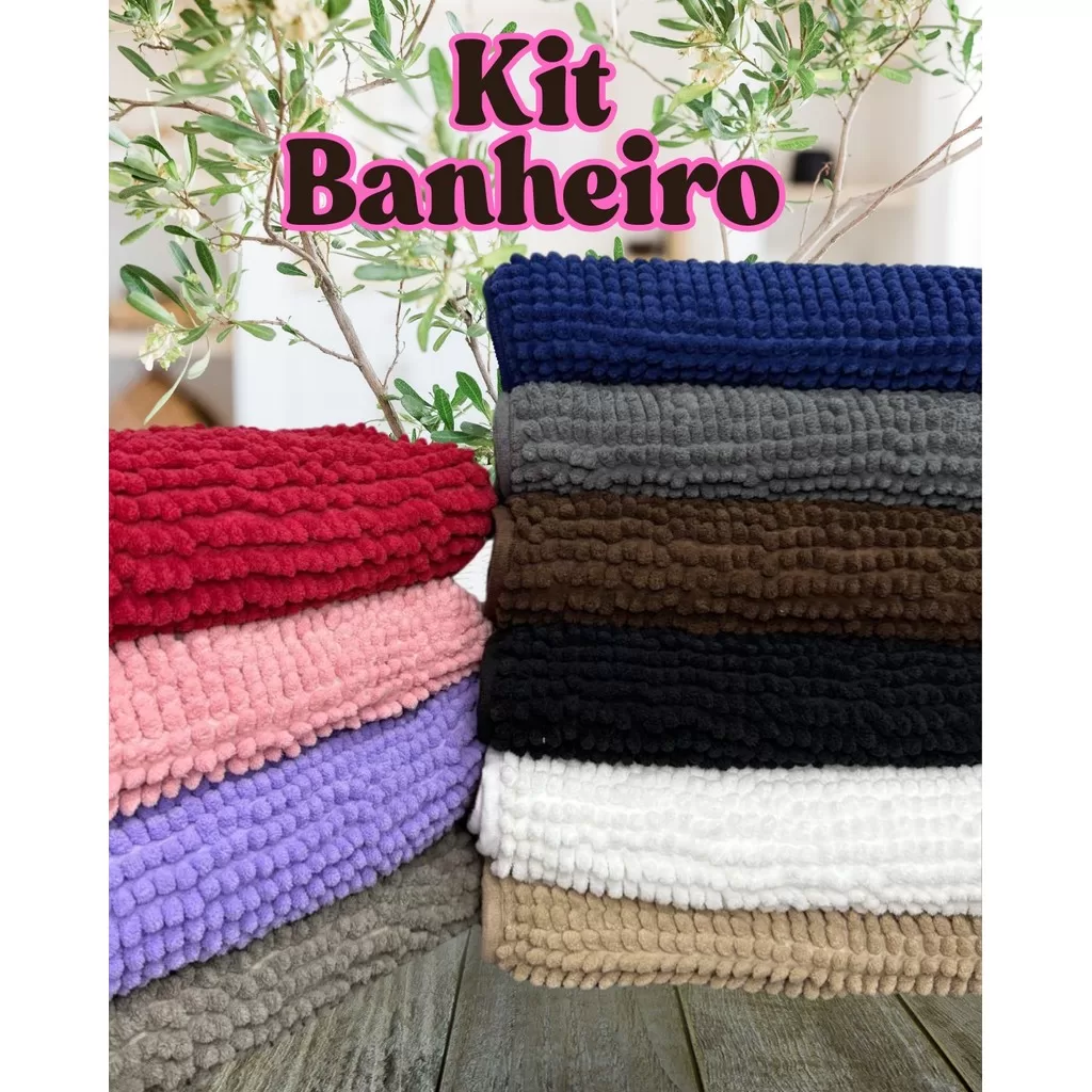 Kit Tapete Banheiro  Microfibra 40X60 Cm Varias Cores Antiderrapante