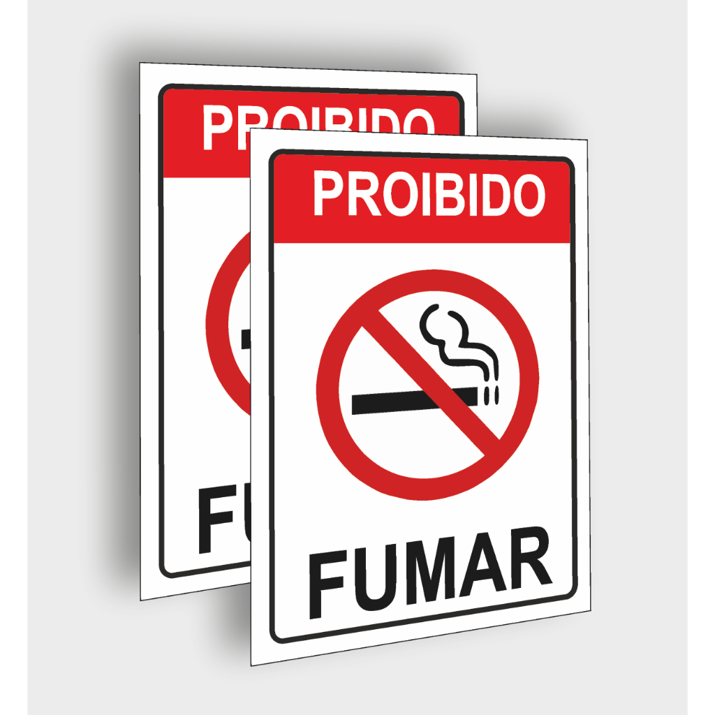 Placas de sinalização proibido fumar com dupla face no verso 20×15 cm