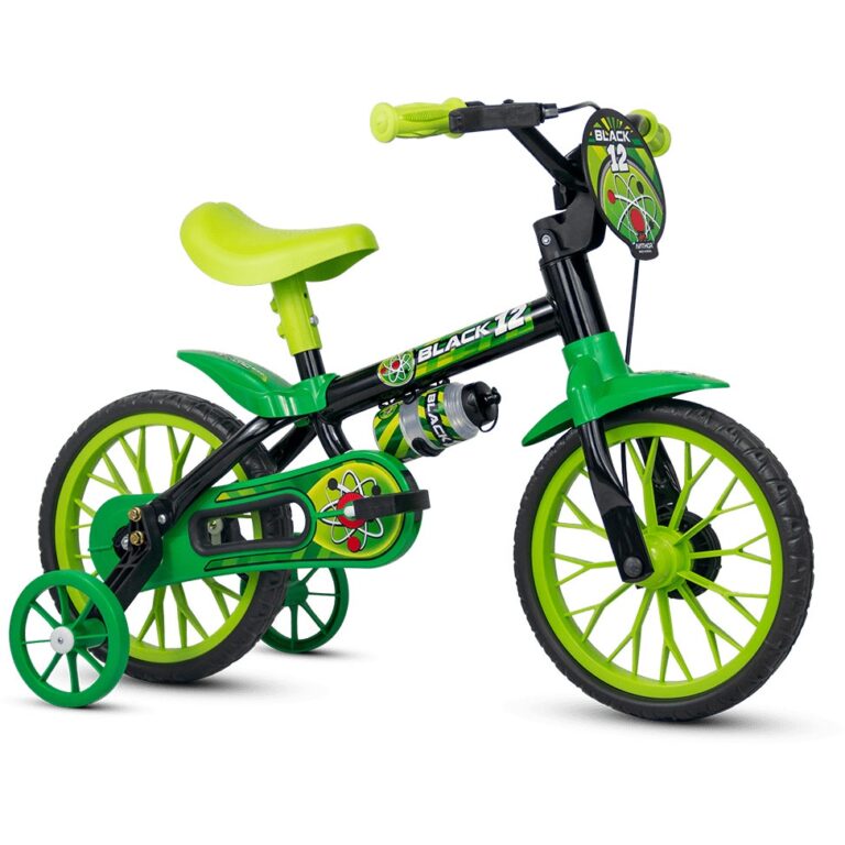 Bicicleta Infantil Aro 12 com rodinhas Nathor Blac