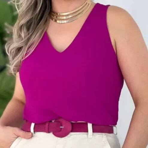 Blusa Feminina Regata Alça Larga Tecido Duna Tend