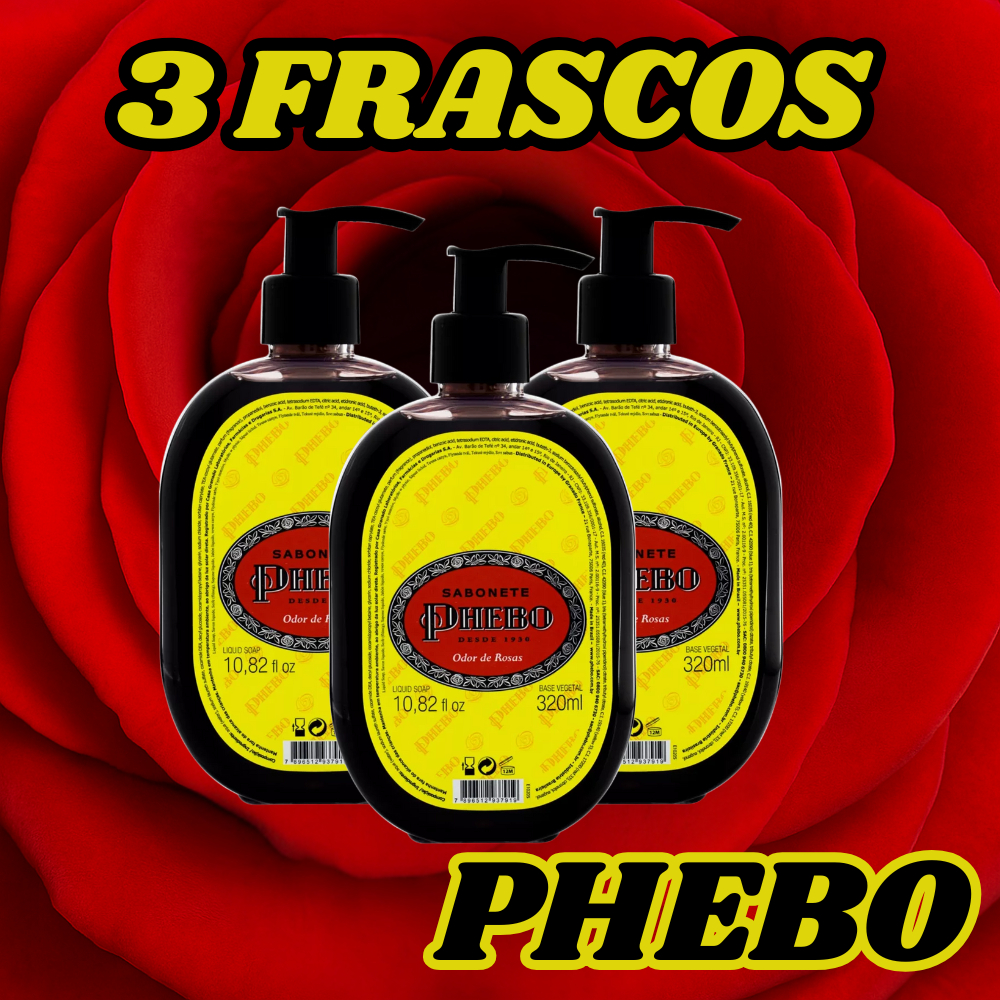 Sabonete Líquido Phebo Odor de Rosas 320ml | Base Vegetal | Perfumação Clássica e Elegante