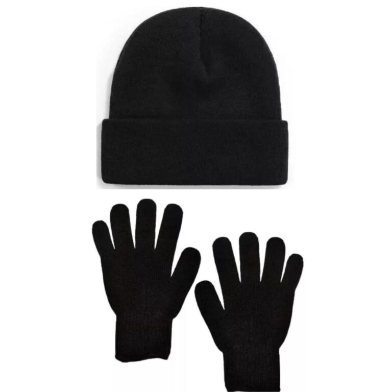 Kit Touca Com Luva De Frio Básica Lã Gorro Liso 