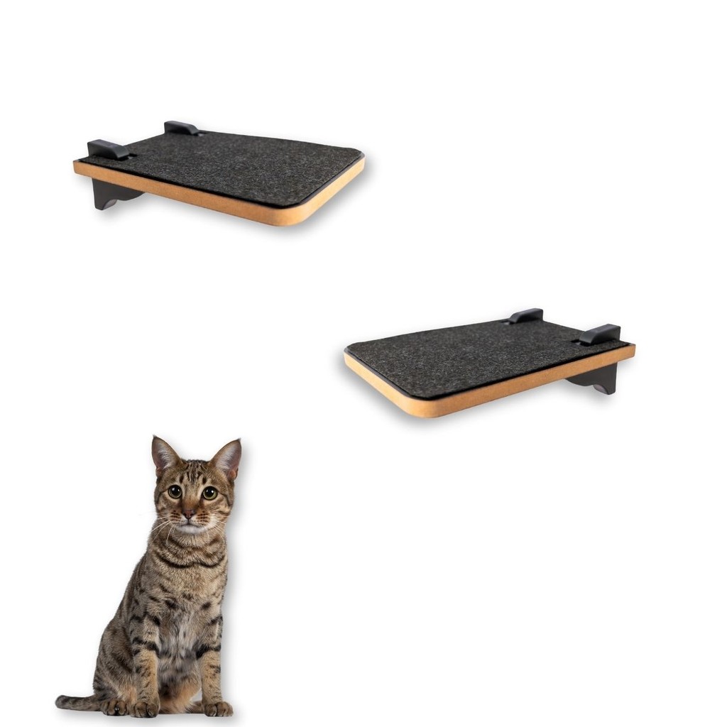 Prateleira Para Gato 2pçs com Suporte Tucano Fácil Montagem Com Kit Fixação