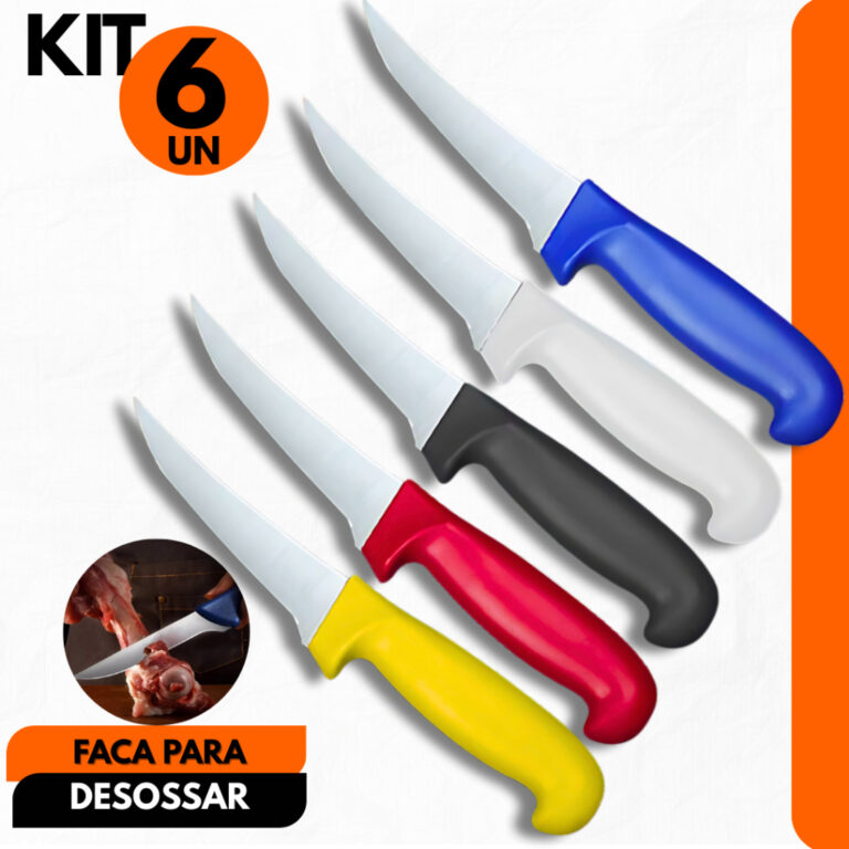 Kit 6- Facas de Desossa Aço Inox Profissional, A