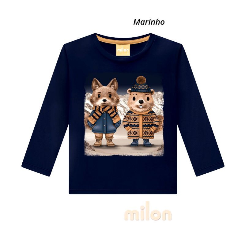 Camiseta infantil manga longa menino Milon tamanho 2 ao 3 2000804