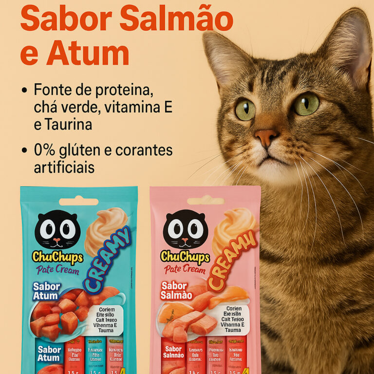 Petiscos Patê Cream Gatos Chuchups Salmão e Atum
