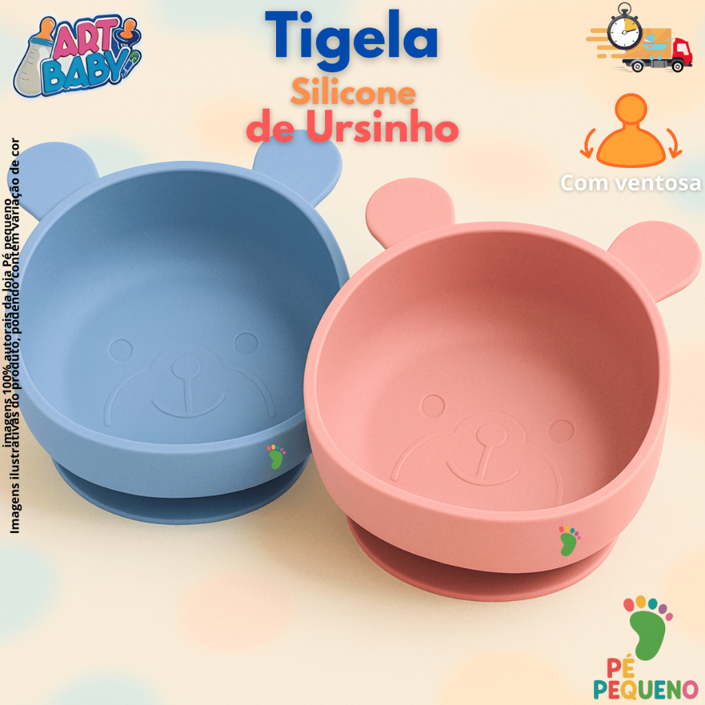 Prato pratinho tigela de silicone ventosa Introdução Alimentar bebê infantil Bowl silicone bebê