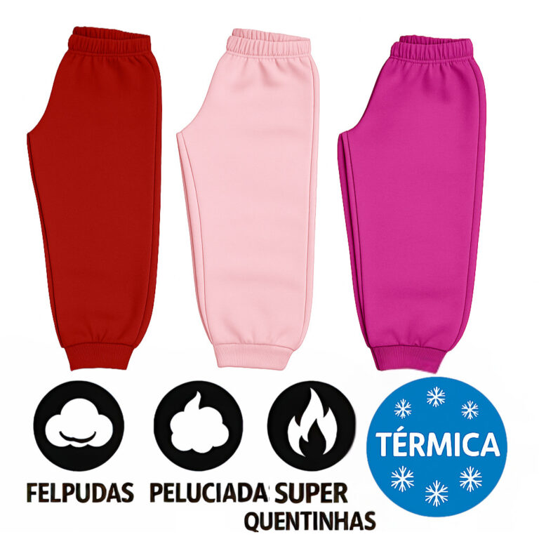 Novo Kit com 3 Calças Moletom Felpudo Peluciado Q