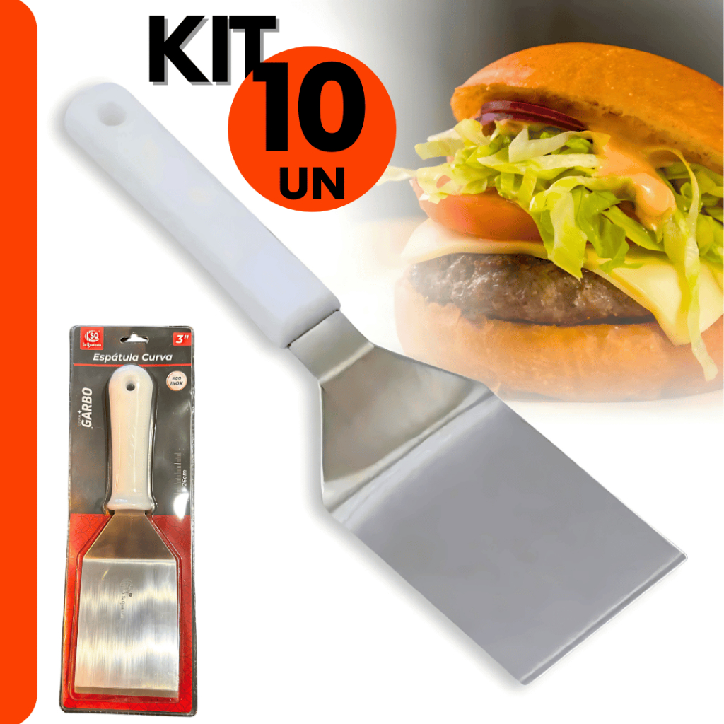 Grande Espátulas Curva Inox 4 Lanche Chapeiro Cozinha Original Premium