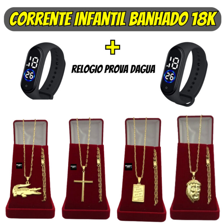 Corrente Masculina Infantil/Adulto Com Pingente e 