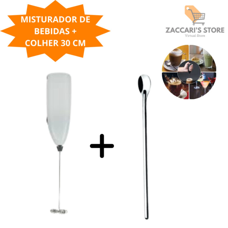 Kit Misturador De Bebidas + Colher 30cm para Bebid