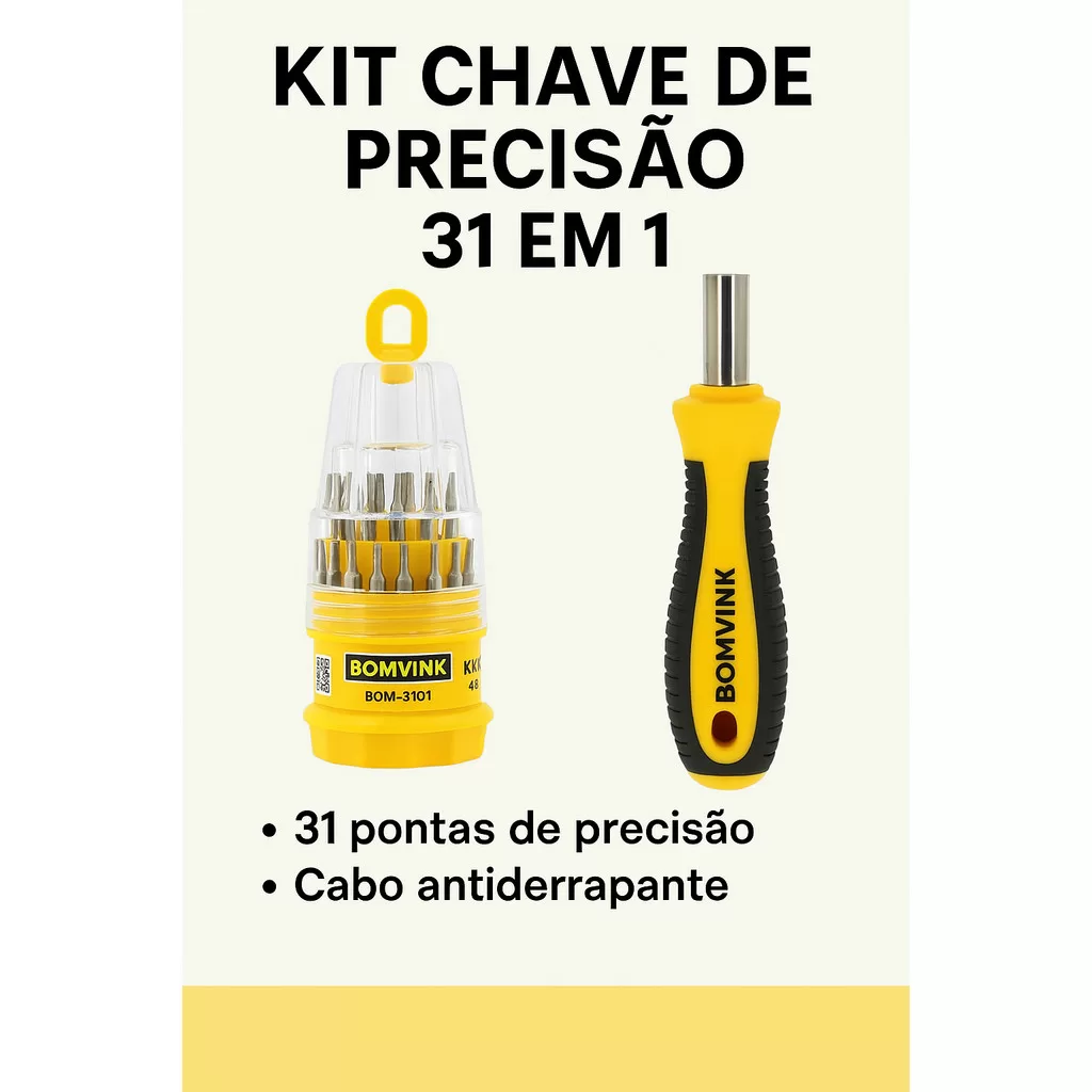 Kit Jogo Chave Precisão Ferramenta 31 Peças Alen Torx Fenda Philips