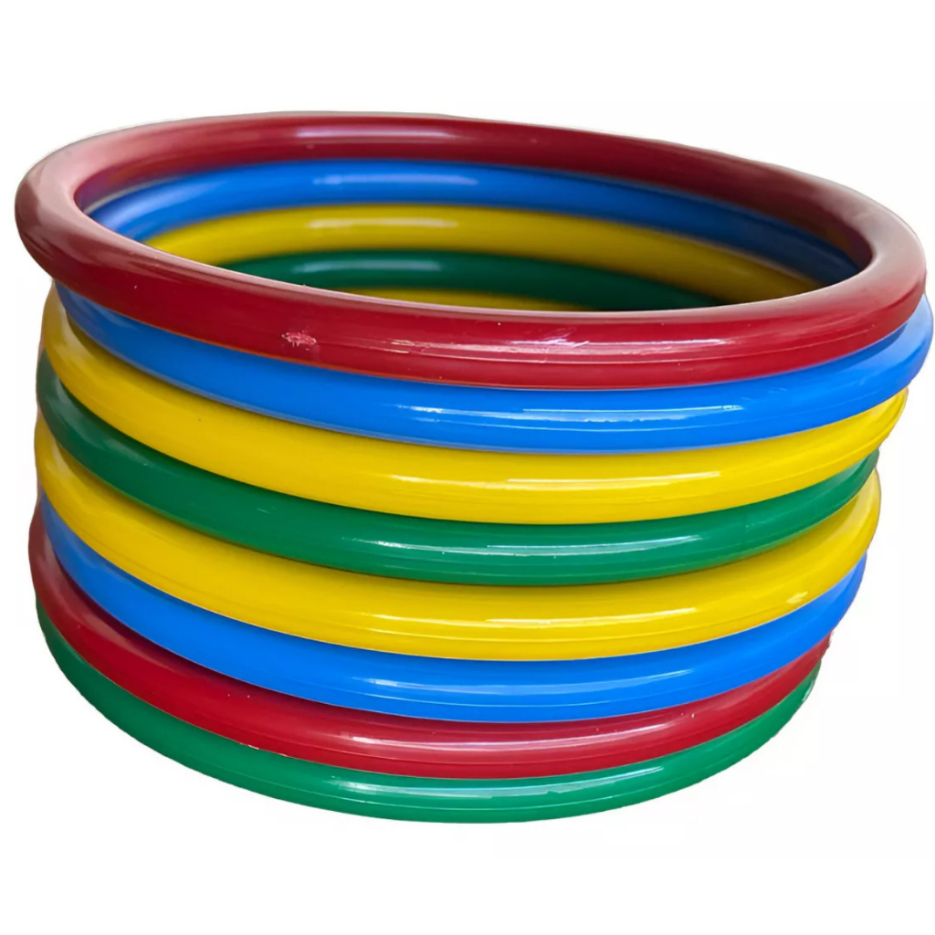 KIT 100 Argolas Colorida De Plástico  Festa Junina Brincadeira Arremesso Prenda