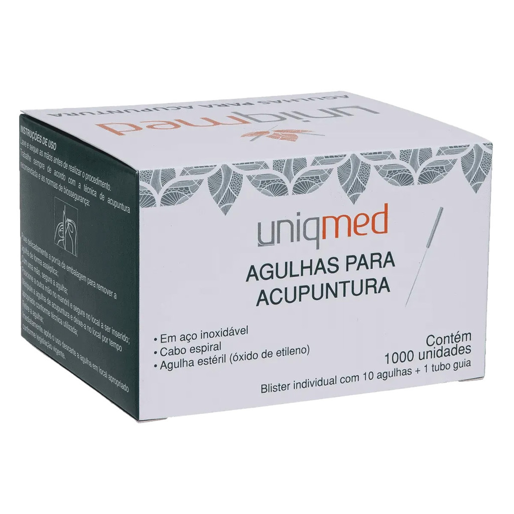 Agulha Acupuntura Aço Inoxidável 0,25 x 30mm 1000un Uniqmed
