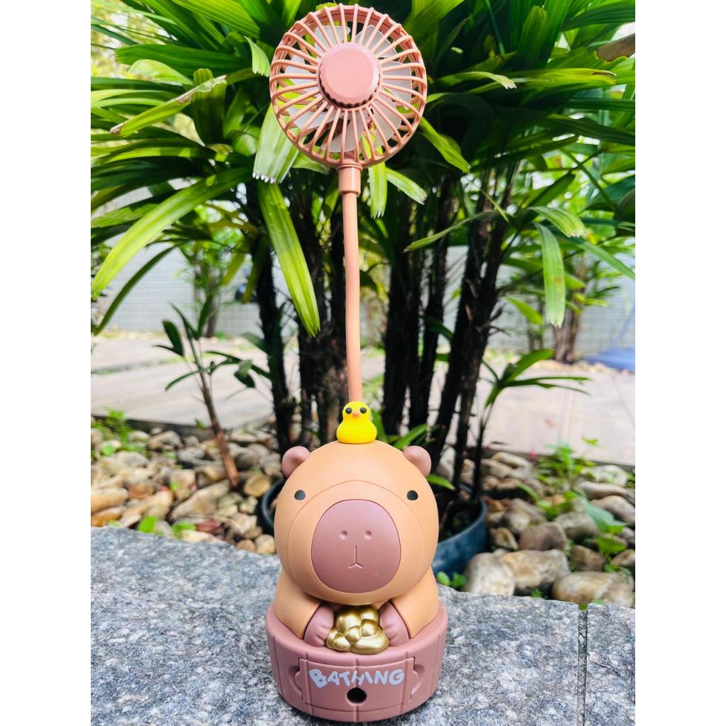 MINI VENTILADOR DE MESA COM APONTADOR CAPIVARA / PAPELARIA FOFA KAWAII