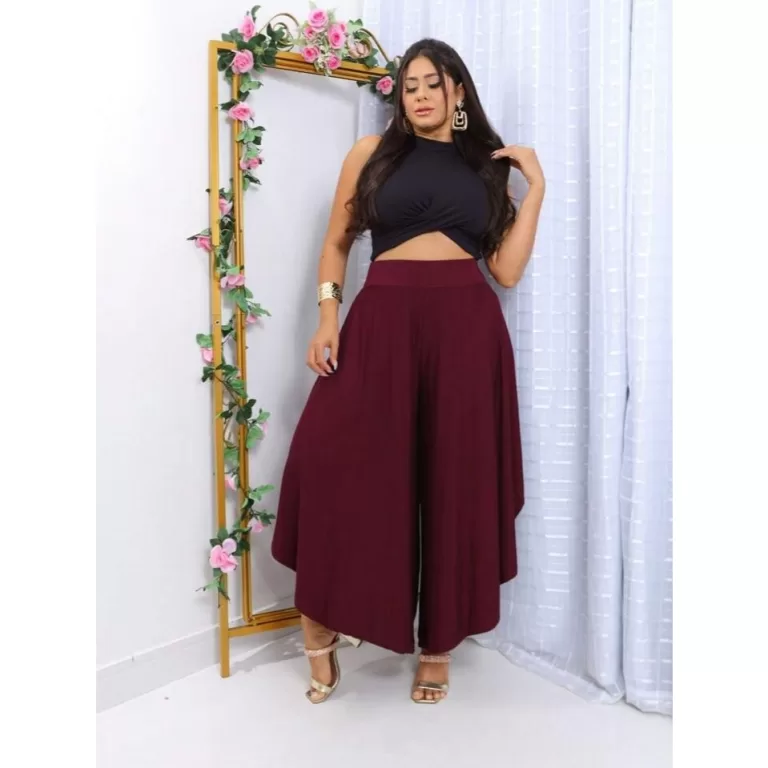 Calça Saia Godê Pantacourt Viscolycra Feminina, 