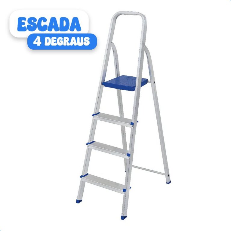 Escada Alumínio 4 Degraus Mor Dobrável Resistent