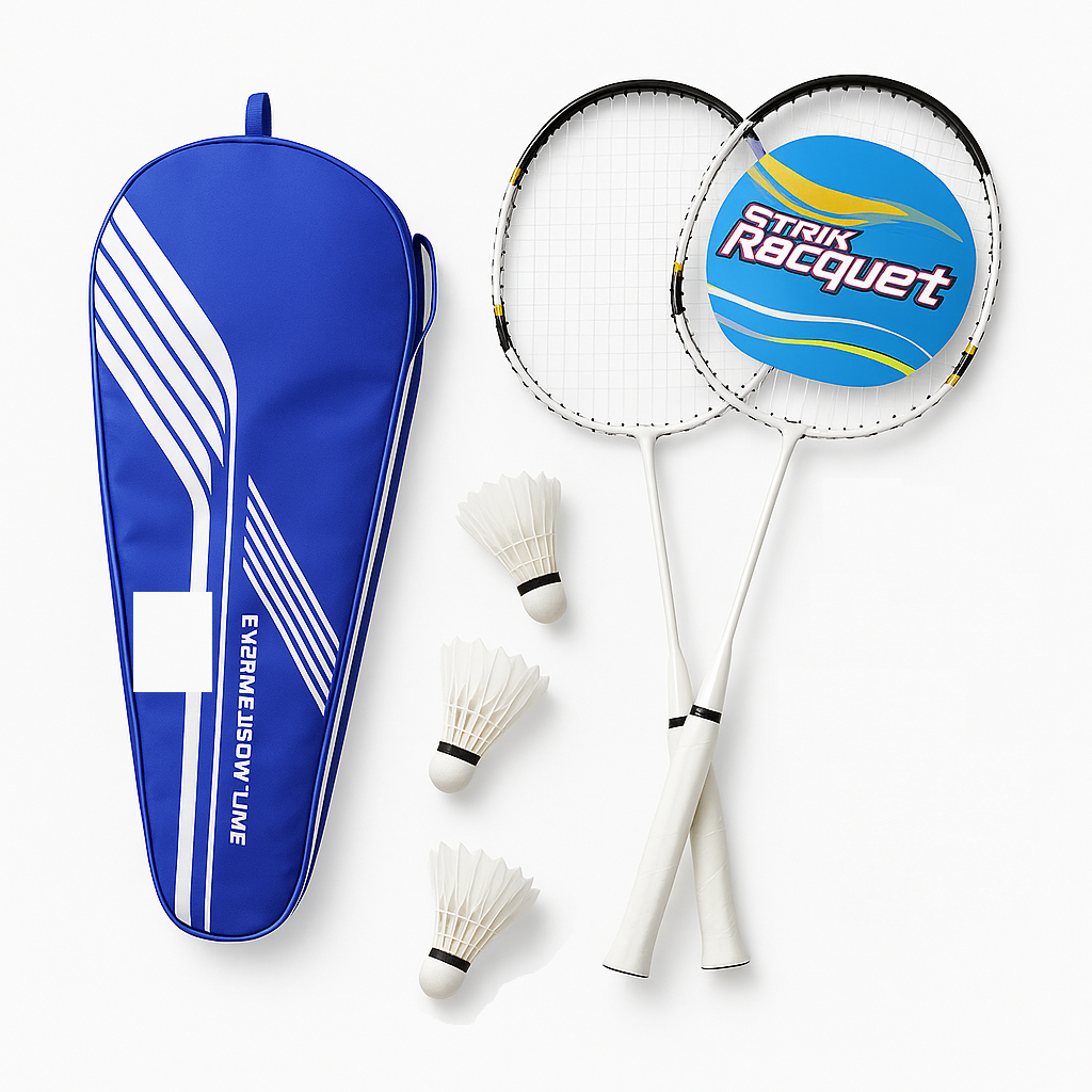 Jogo De Badminton Completo Com 2 Raquetes 3 Petecas E Bolsa