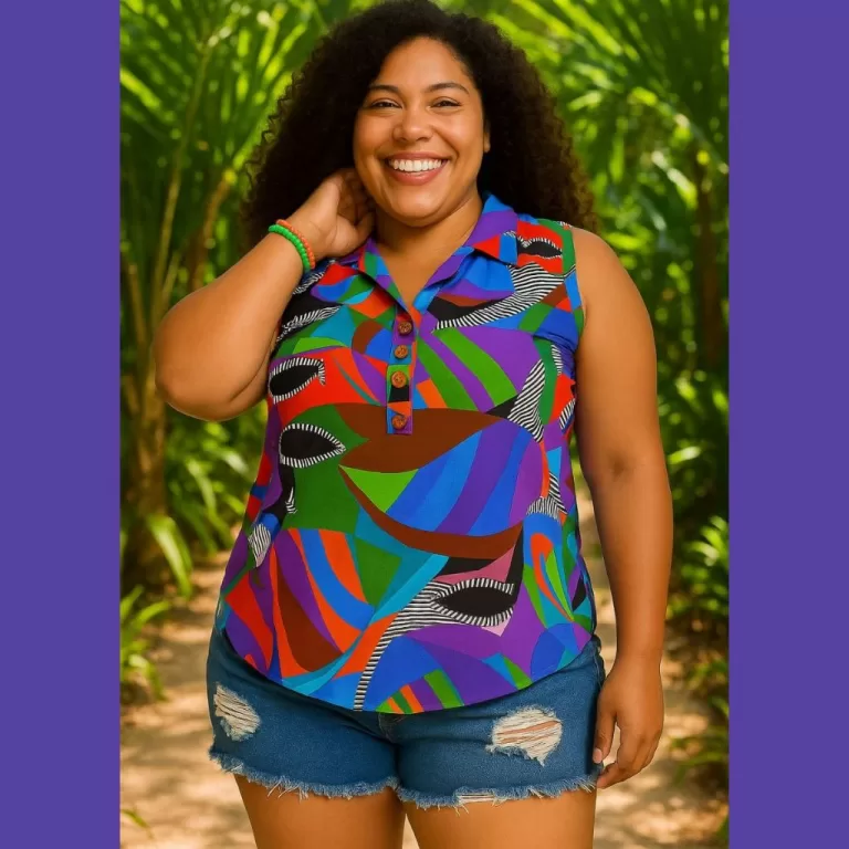 Blusa Feminina Viscose Plus Size Estampa ColoridaV