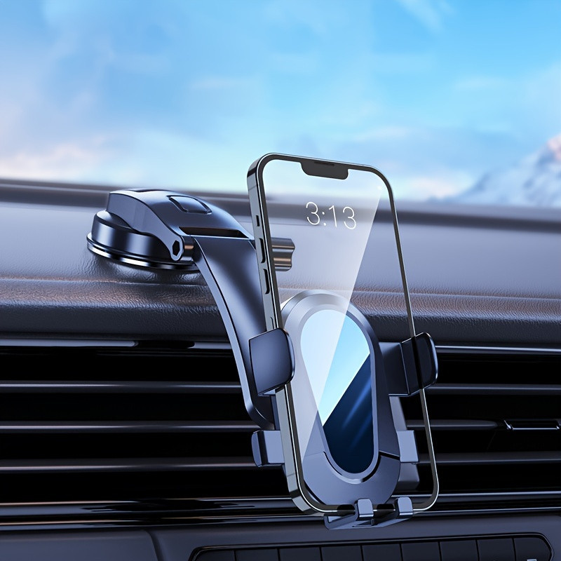 Suporte Veicular Celular GPS Ventosa Gruda Painel Anti Queda Trava Automática Carro Automotivo Telef
