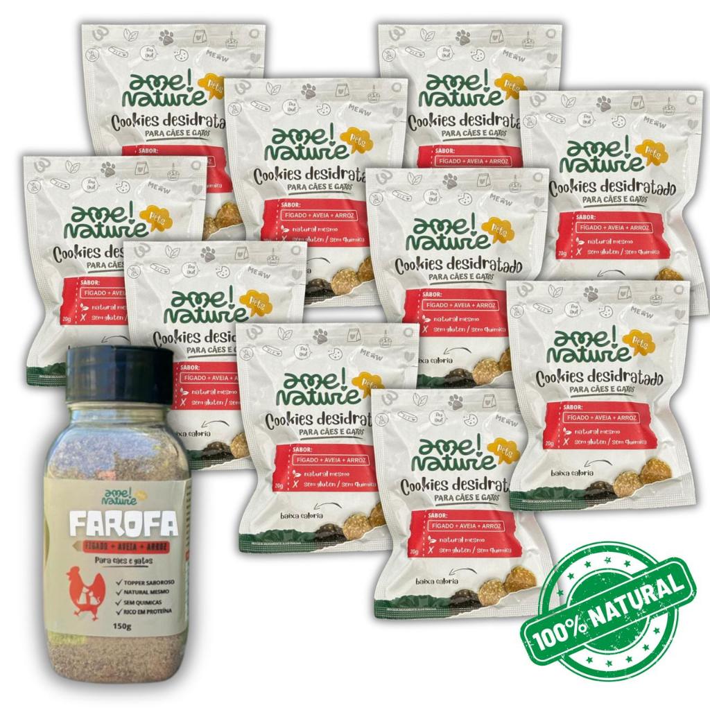 Kit Saborizante de Ração Pet com 150g + 10 Petiscos Naturais sabor Fígado 20g