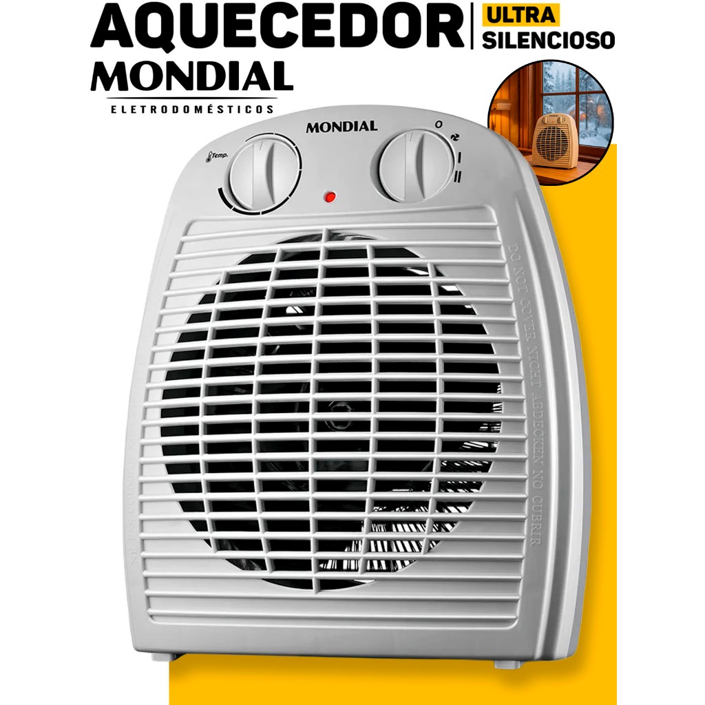 Aquecedor De Ar Elétrico Doméstico Silencioso Casa Sala Quarto Banheiro Escritório Portátil Mondial