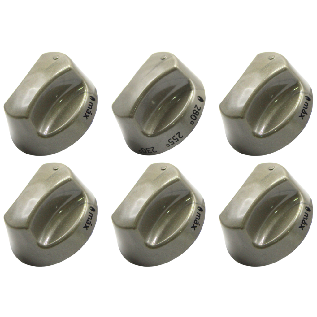 Kit 6 Botões Fogão Esmaltec Ágata / Topázio / Jade 5 Bocas Original