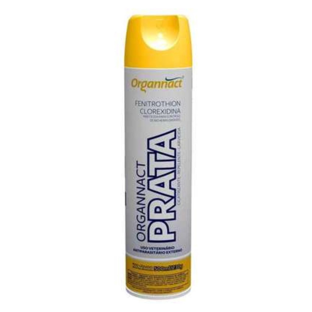 Organnact Prata Em Spray Antiparasitário Externo Mata Bicheira Aerossol 500ml