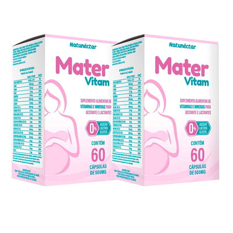 Kit 2 Mater Vitamina Para Gestantes Materna 500mg 60 Cápsulas – Natunéctar