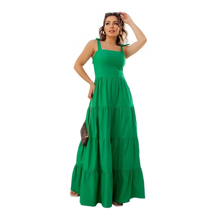 Vestido Longo Floral Estampado Elastex Nas Costas 