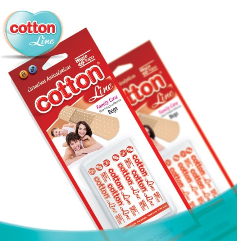 Curativos Antissepticos Cotton Line – 1 Caixa 5 Unidades Band Aids Bege