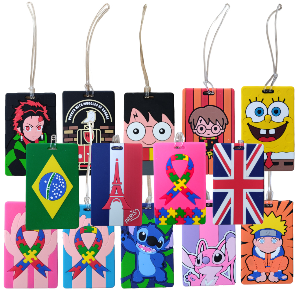 Tag de Mala Emborrachado Porta identificação Geek Nerd Diversos Modelos