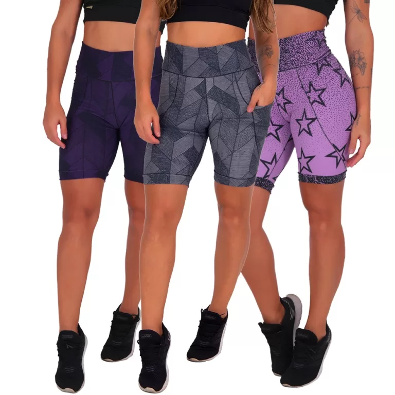 KIT 3 Bermudas Fitness com Bolso Degrade Short Leg