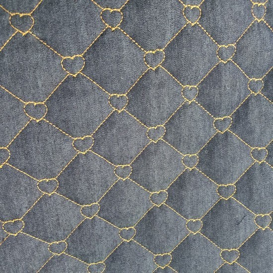 Tecido Jeans Matelassado CORAÇAO PEQUENO