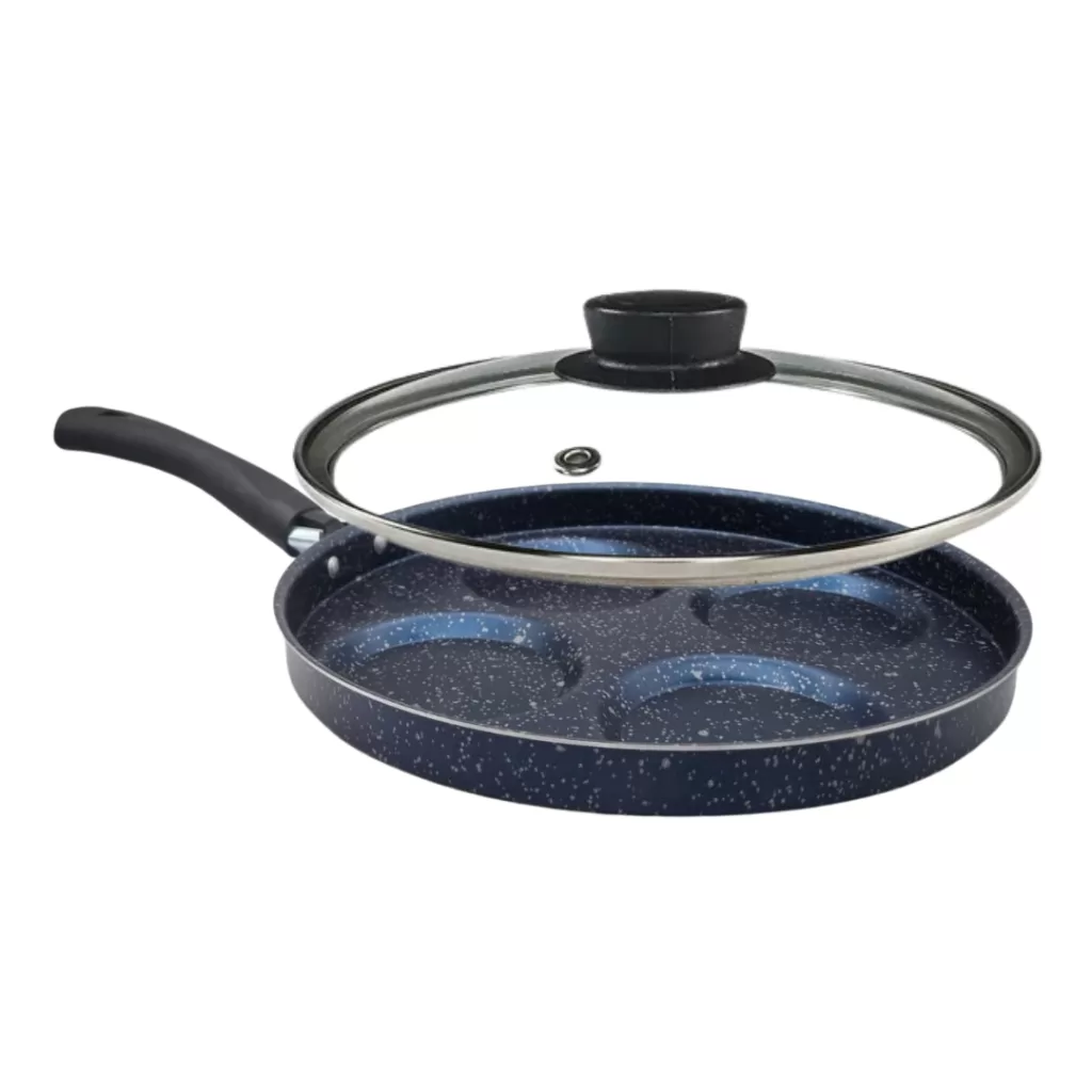 Frigideira Antiaderente Para 4 Ovos Gourmet Multiuso Com Tampa de Vidro