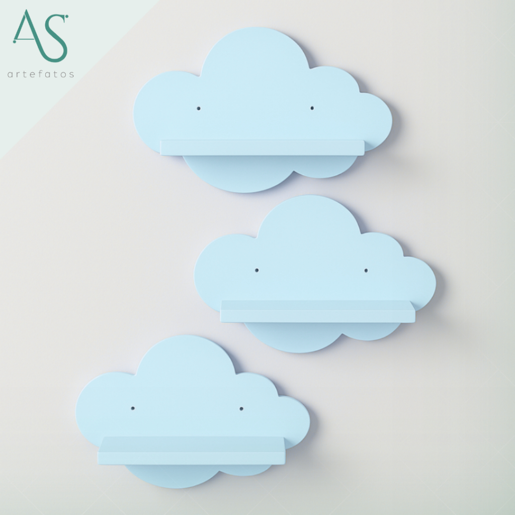 Nichos Prateleira Organizadora Decoração Quarto Nuvem  Kit 3