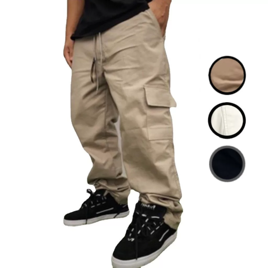 Calça Cargo Mesculino Feminino 6 Bolsos skate Larga Fechamento Cordão