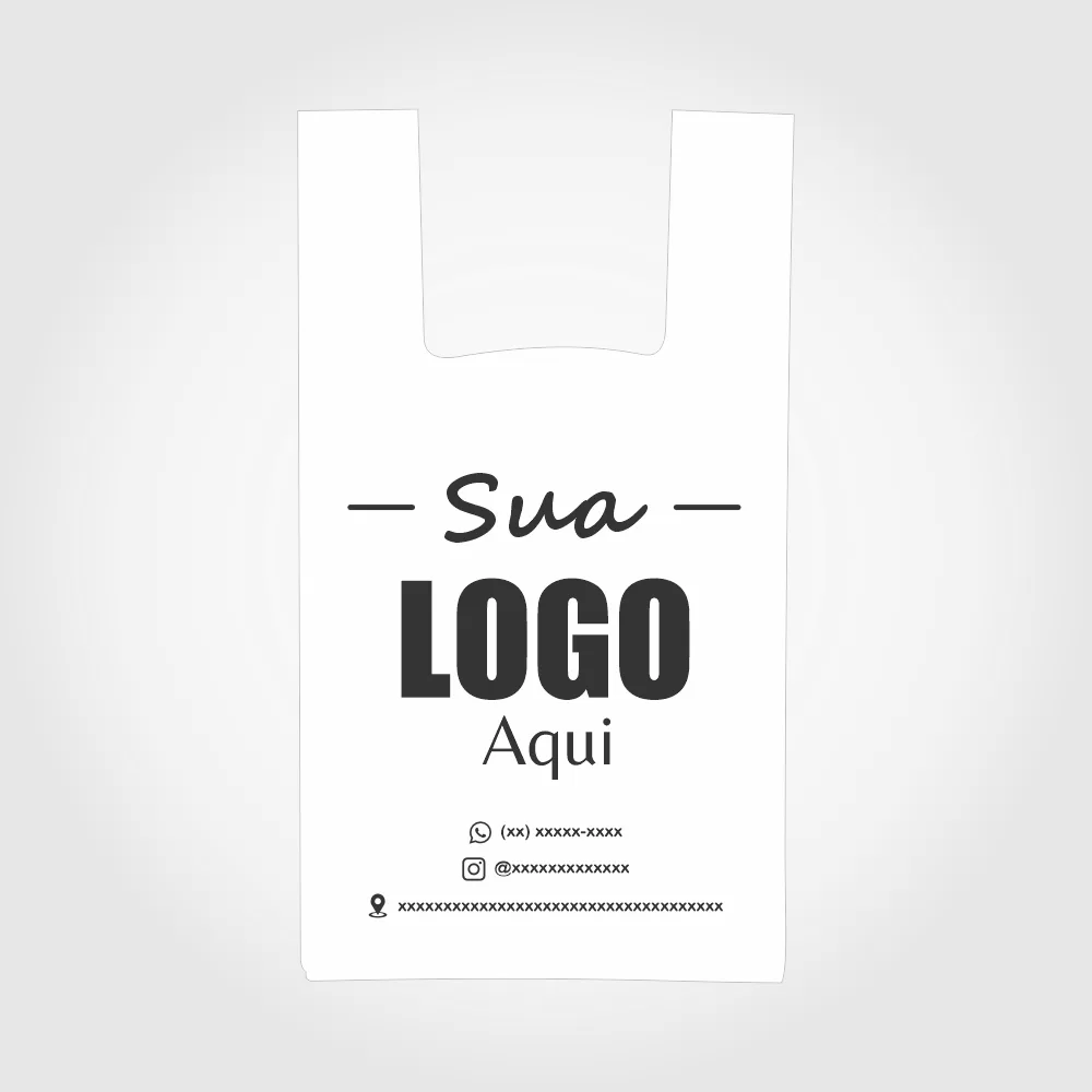 Sacolas Plásticas Para Loja Personalizadas – 40×50 cm – Alça Camiseta – 500 ou1000unidades