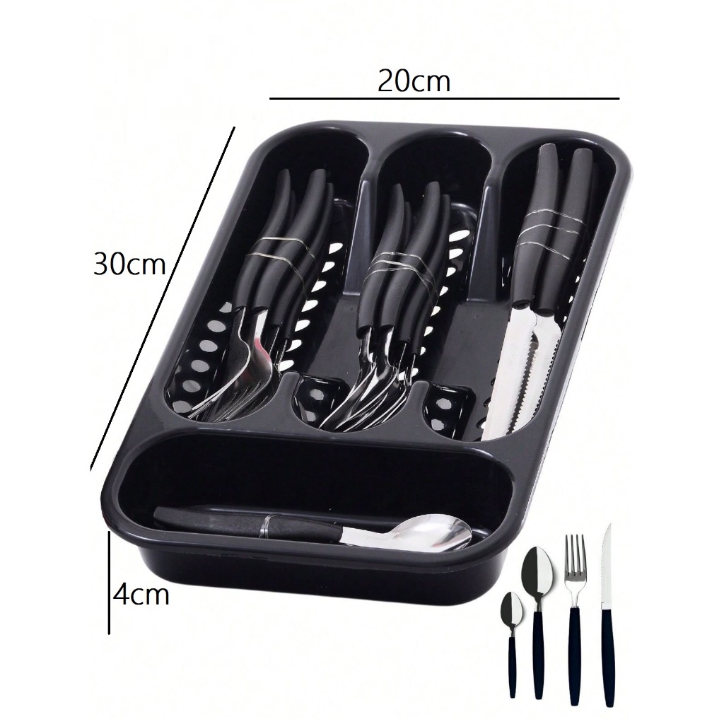Jogo De Talheres 25 Peças Inox Conjunto Faqueiro Com Porta Garfos Colheres E Facas