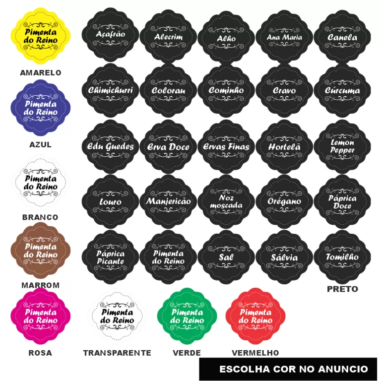 CARTELA TEMPERO 25 ETIQUETAS ADESIVO AUTO COLANTE 
