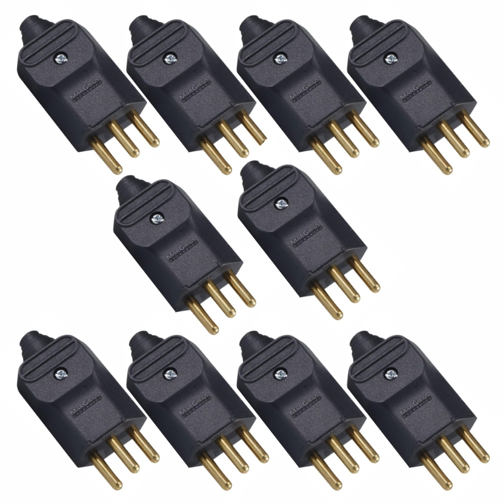 10 Pçs Plug Macho e Tomada Femea Com 3 Pinos 20A Margirus