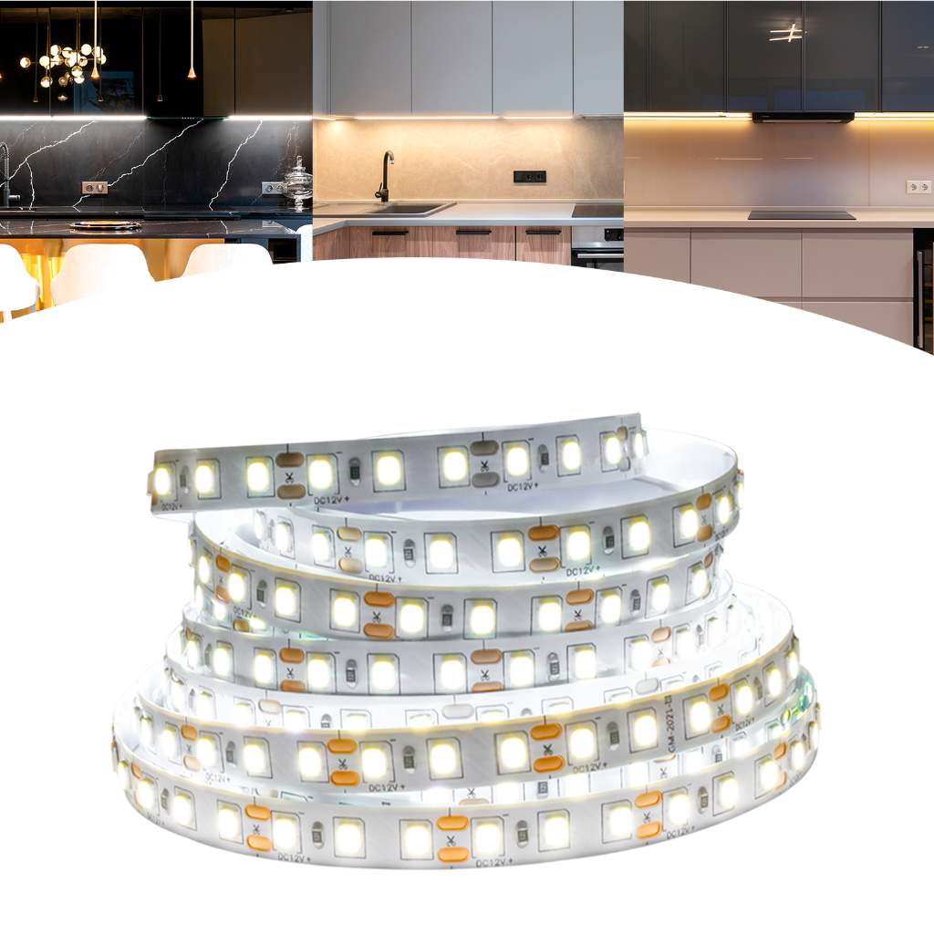 Fita Led 120led/m Ip20 12v 3528 Para Perfil 5 Metros Forte Luz Dupla Face Auto Colante