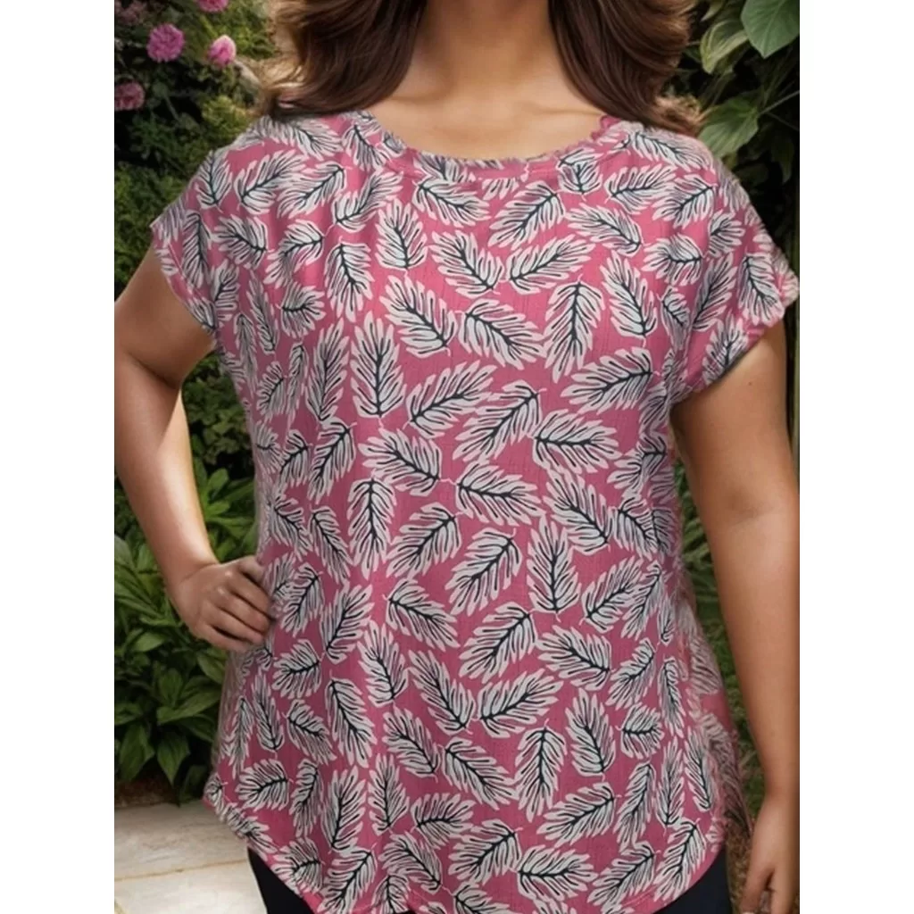 Blusa Feminina manga curta estampada plus size – G1 G2 G3 G4 G5 – Plus size de verdade – ESTAMPA 002
