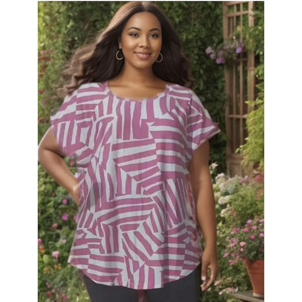 Blusinha manga curta estampada plus size – G1 ao G5 – Plus size de verdade – cor 7