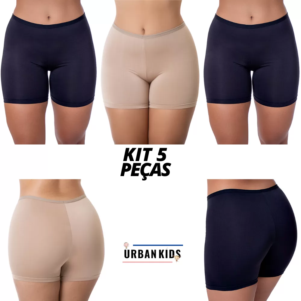 Kit 5 Short Bermudas Anágua Feminina Segunda Pele Cinta Modeladora Lisa Invisível Não Marca
